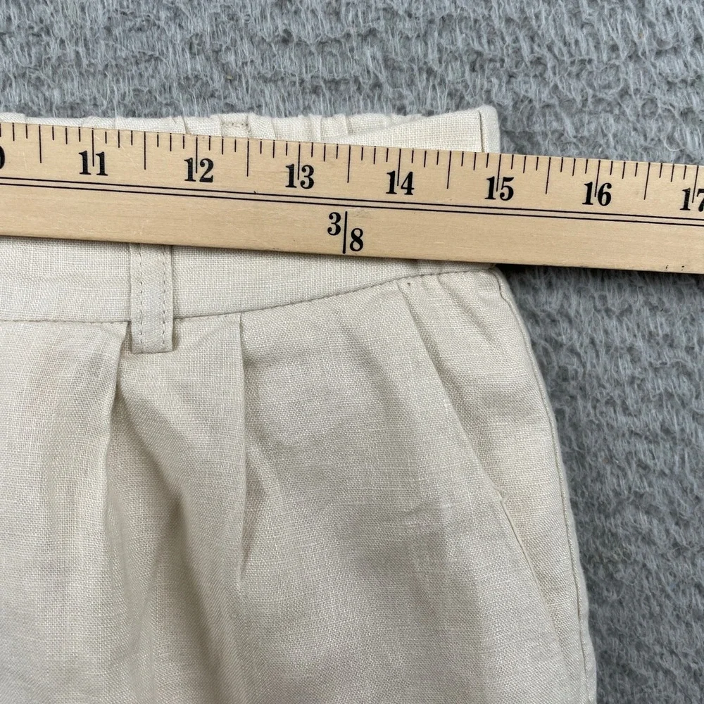 Quince Trouser Womens 6 Sand European Linen Pleated Straight Leg Pants